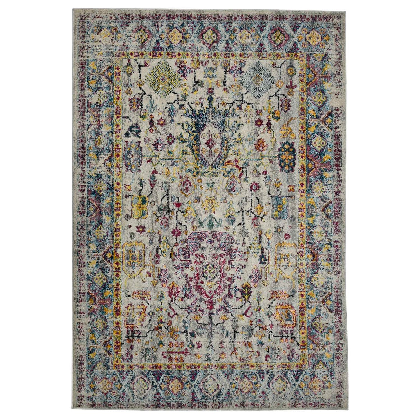 AMER Montana 8 x 11 (ft) Loomed Polypropylene Gray/Orange Rectangular Indoor Border Persian Area rug
