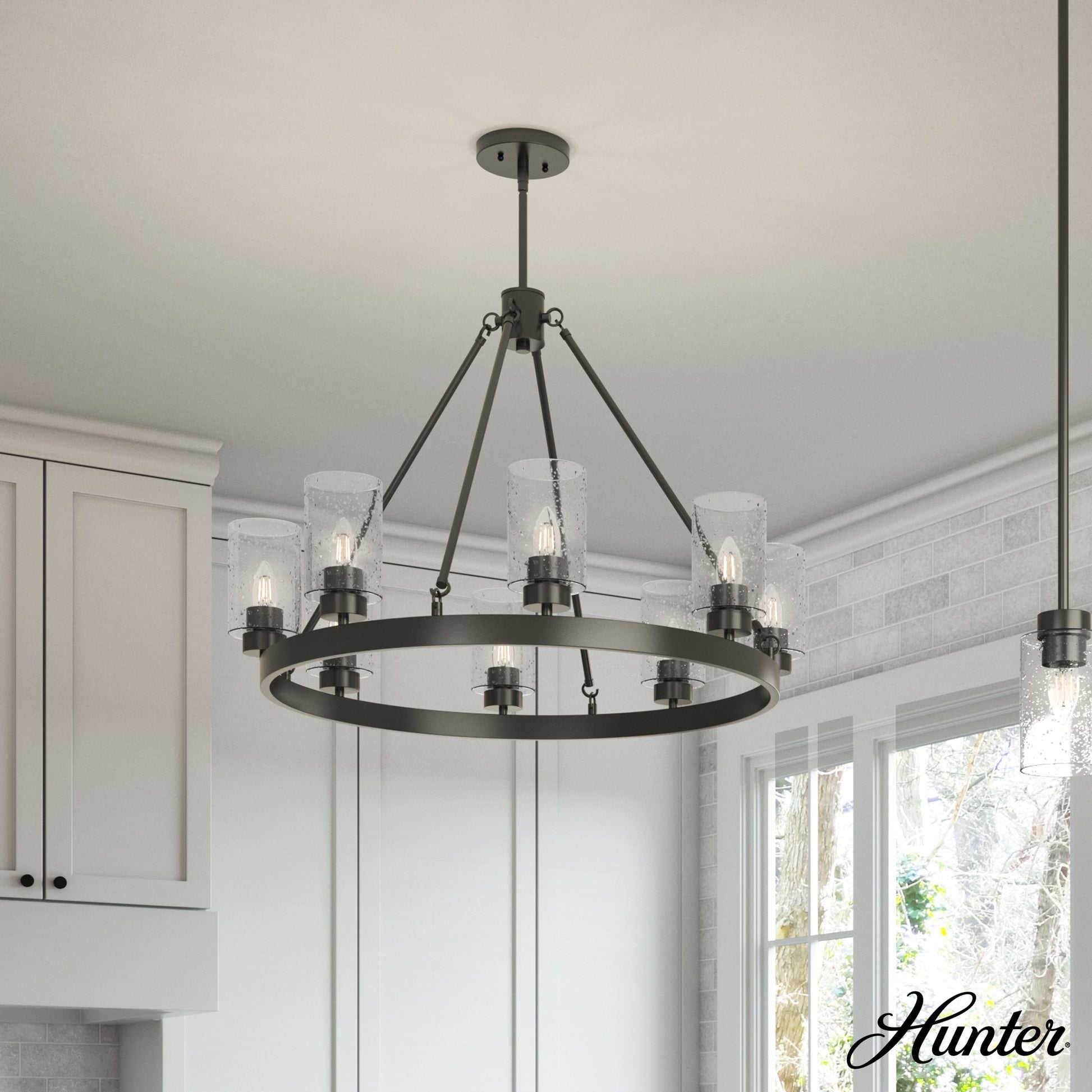 Hunter Hartland 8 -Light Matte Bronze Farmhouse For Use in Bedrooms, Dining Rooms, Foyers, Kitchens, Living Rooms Chandelier 1952878