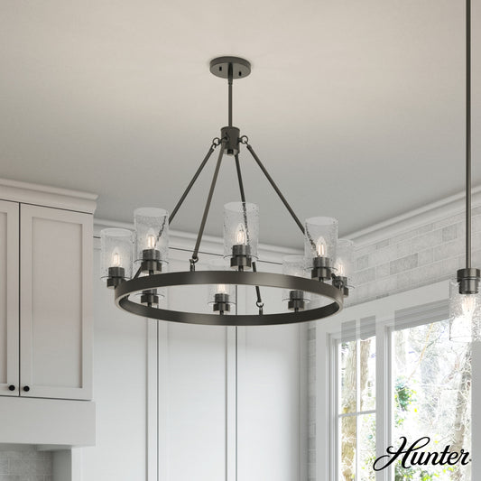 Hunter Hartland 8 -Light Matte Bronze Farmhouse For Use in Bedrooms, Dining Rooms, Foyers, Kitchens, Living Rooms Chandelier 1952878