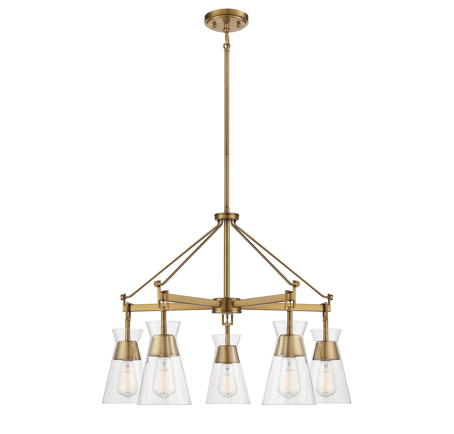 Savoy House Essentials Lakewood 5 -Light Brushed Brass Vintage For Use in Bedrooms, Dining Rooms, Foyers, Kitchens, Living Rooms Chandelier