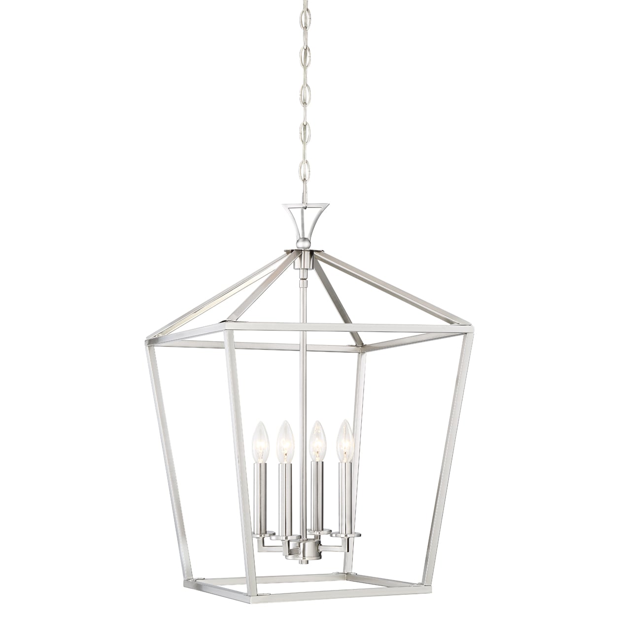 Savoy House Essentials Essentials 4 -Light Satin Nickel Traditional Lantern Medium Hanging Pendant light