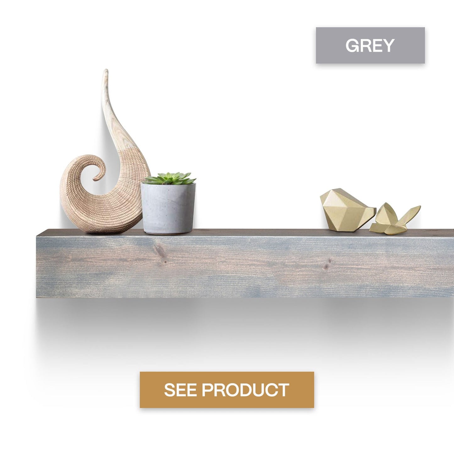 Luxe Surface Group 48-in W x 5.5-in H x 7-in D Gray Pine Contemporary Fireplace Mantel 48 GREY