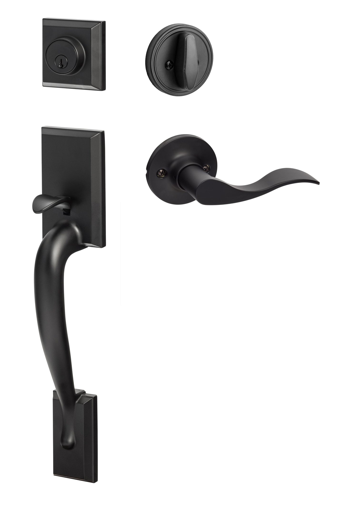 Sure-Loc Hardware Sure-Loc Door Hardware Madison Flat Black Single-Cylinder Deadbolt Keyed Entry Door Handleset with Balboa Lever MA507-SB RH FBL