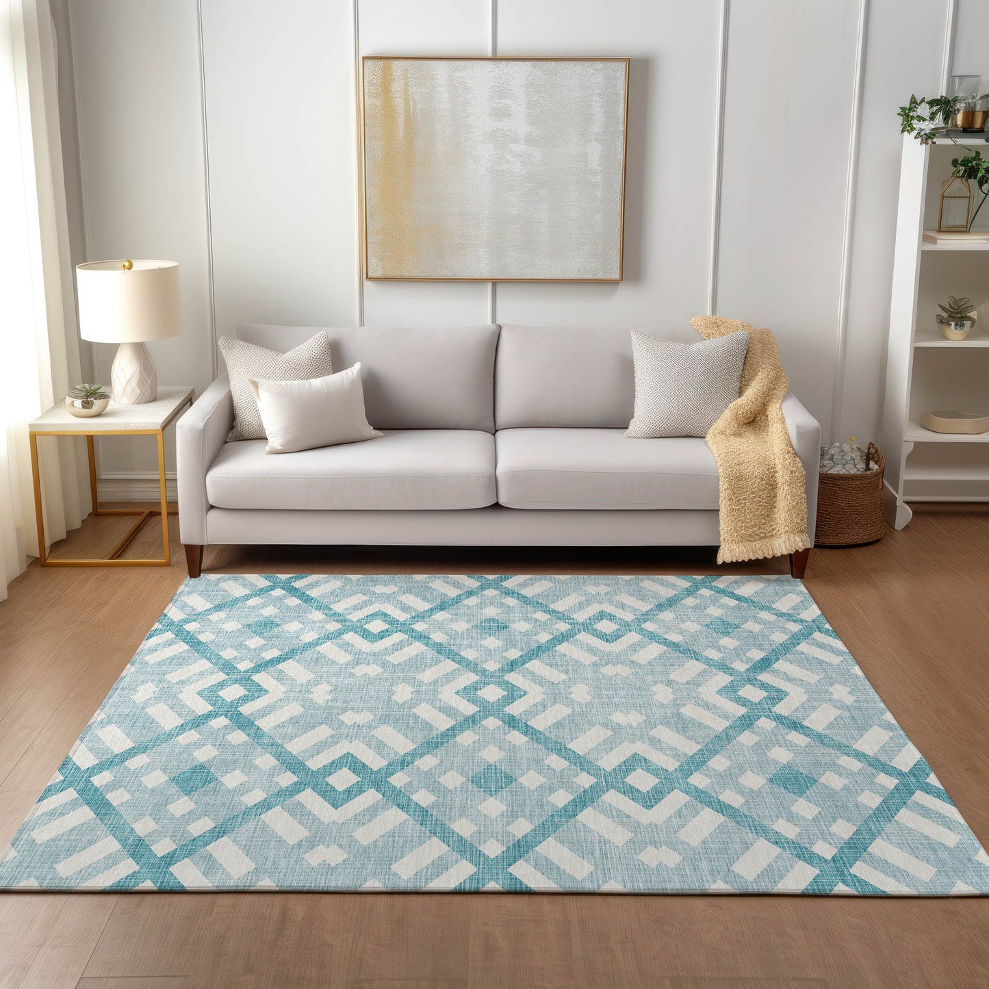 Addison Rugs Chantille ACN616TE 8 x 10 (ft) Teal Rectangular Indoor/Outdoor Abstract Machine washable Area rug