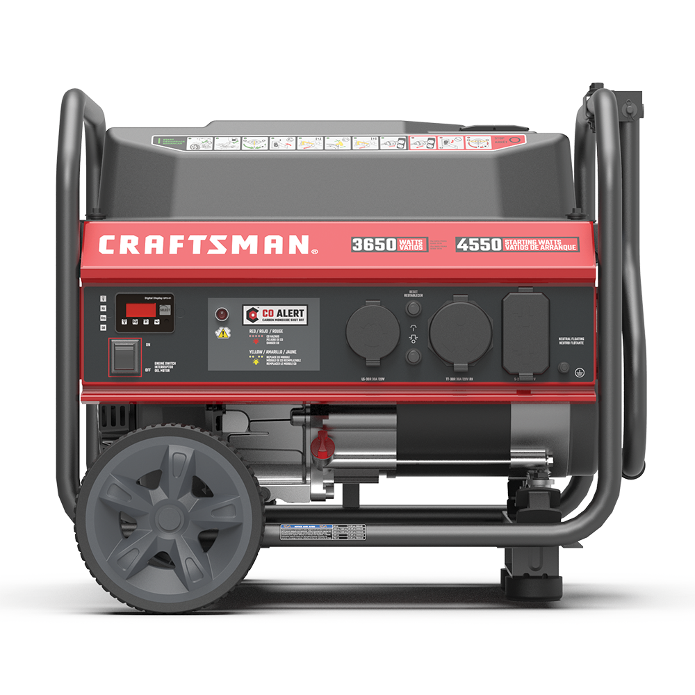 CRAFTSMAN 3650 Watt Portable Gasoline Generator with 8-in Wheels and Handle - CARB/cETL Certified CMXGGFMP03633