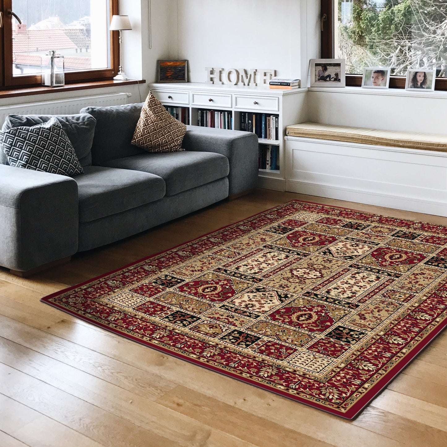 Radici USA Como 8 x 11 (ft) Red Rectangular Indoor Floral/Botanical Oriental Area rug