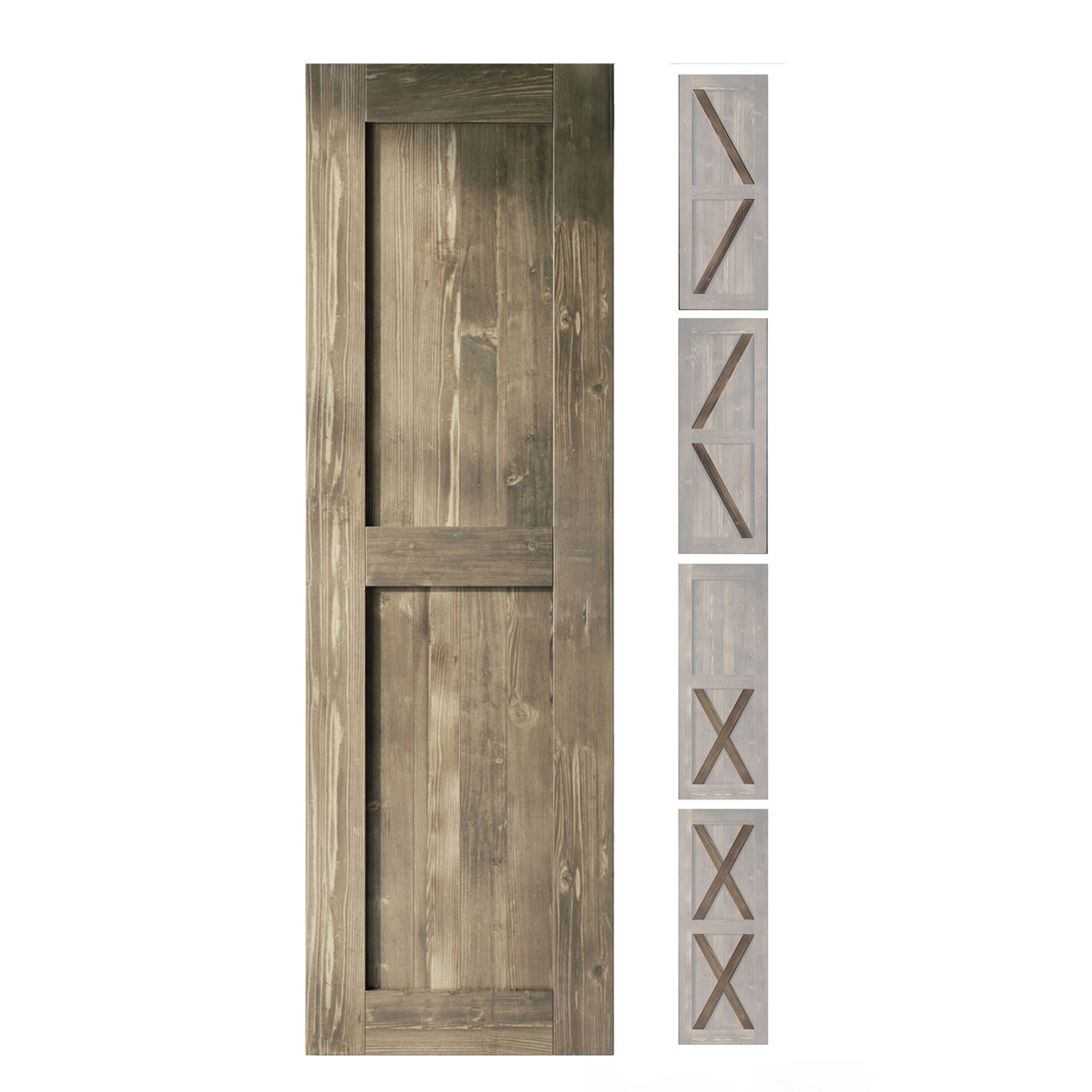 HOMACER 26-in x 80-in Classic Gray Pine Wood Solid core Single Barn Door (Hardware Not Included)