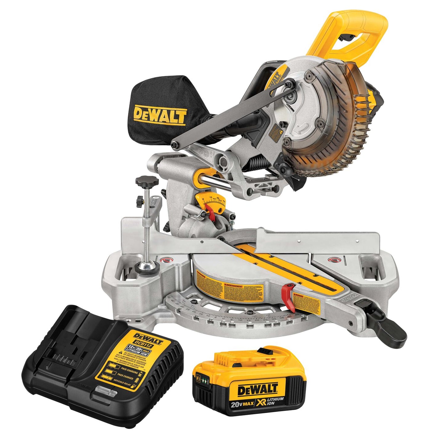 DEWALT 7-1/4-in 20-volt Max Single Bevel Sliding Compound Cordless Miter Saw (Battery and Charger Included) DCS361M1