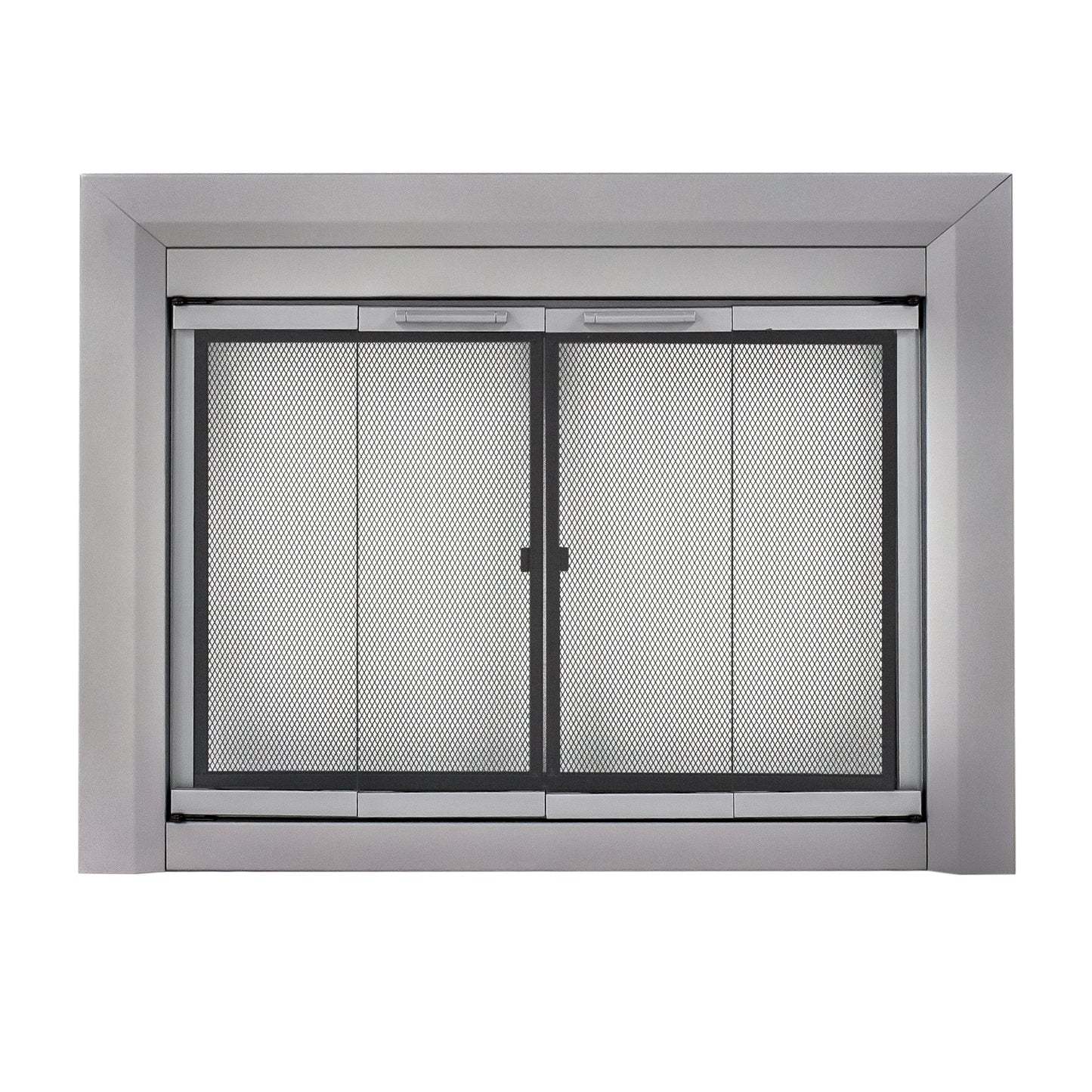 Pleasant Hearth Clairmont Skyline Nickel Medium Bifold Fireplace Doors with Smoke Tempered Glass CM-3011SN