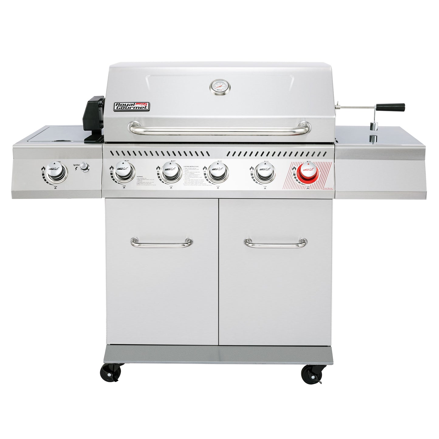 Royal Gourmet Silver 4-Burner Liquid Propane Gas Grill with 1 Side Burner GA5404S
