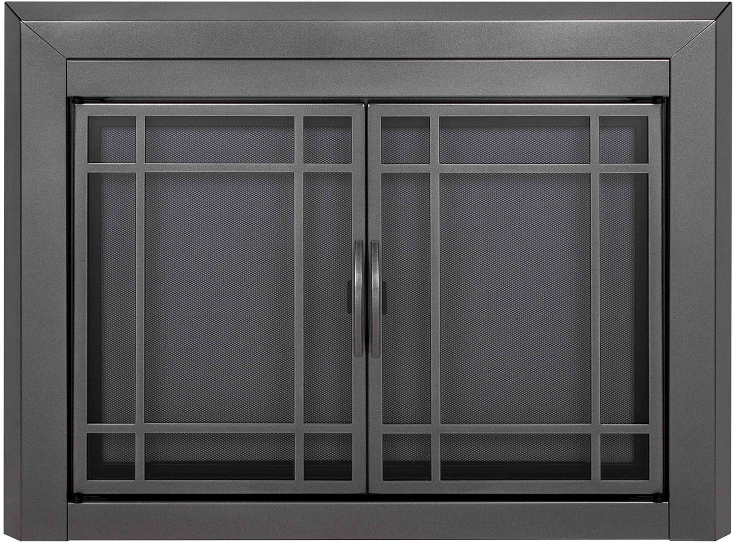 Pleasant Hearth Easton Gunmetal Small Cabinet-style Fireplace Doors with Smoke Tempered Glass EA-5010GM