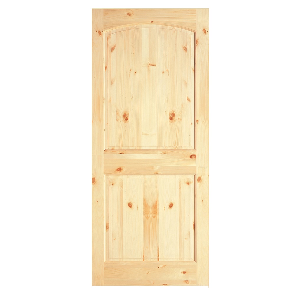 RELIABILT 32-in x 80-in Unfinished 2-panel round top plank Textured Solid core Unfinished Pine Wood Slab Door