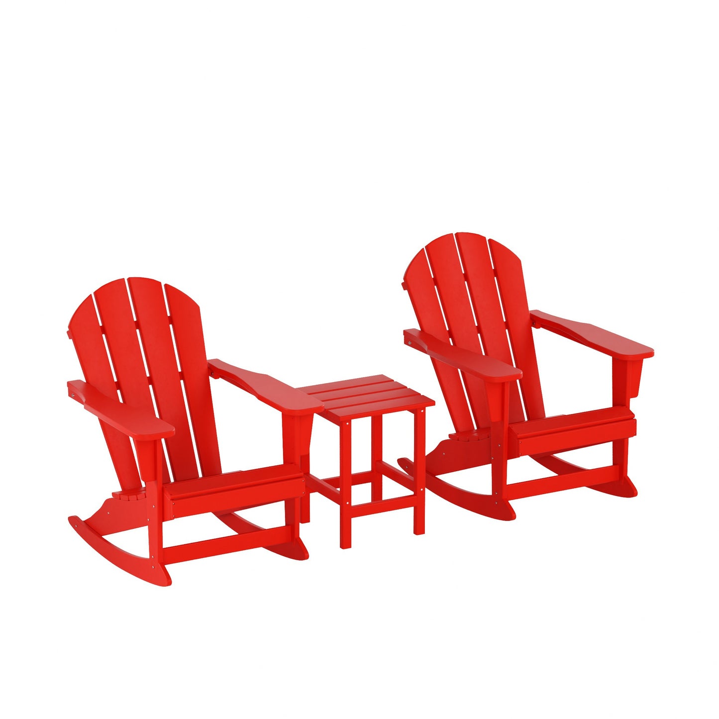 Westin Furniture Laguna Set of 2 Red HDPE Frame Rocking Chair with Slat Seat