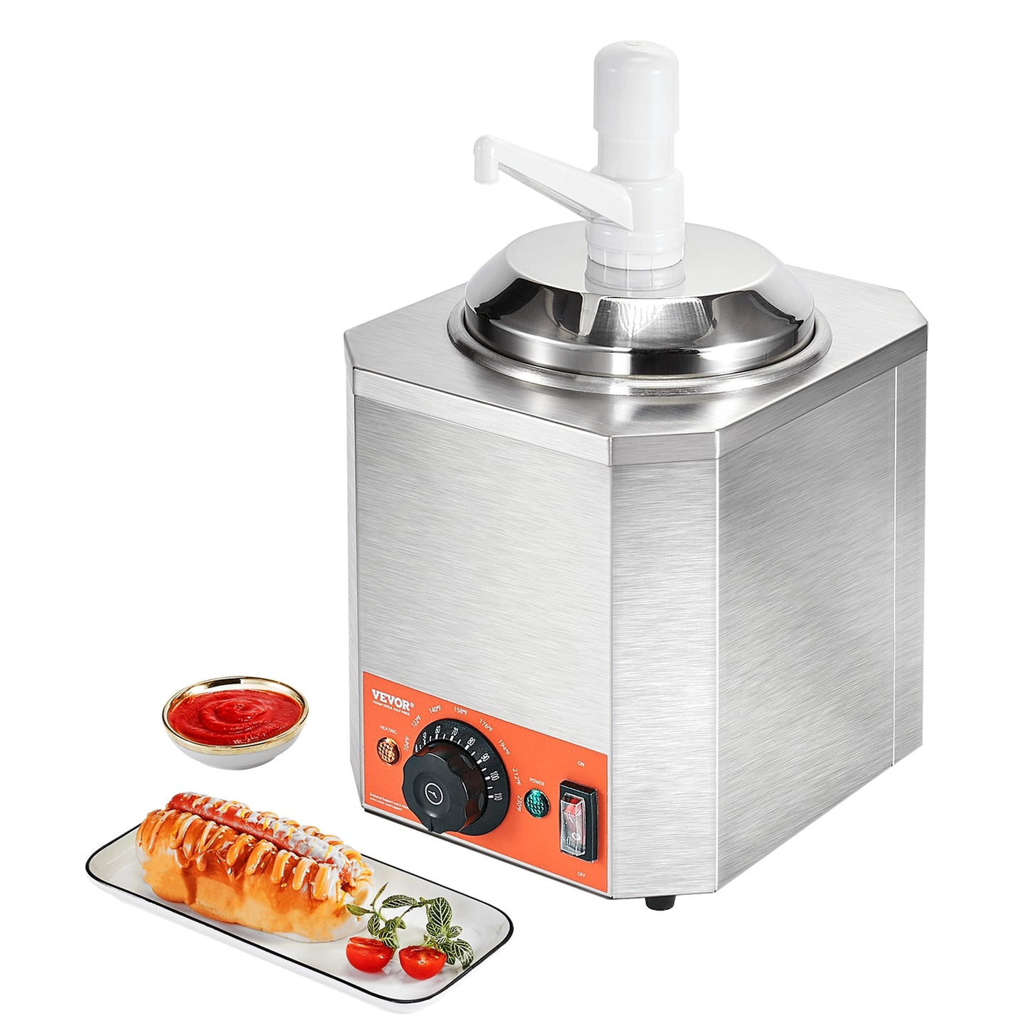 VEVOR 600 W 2.3 QT Hot Fudge Warmer 600 W 2.3 Qt Hot Fudge Warmer Plug Warm Cheese Dispenser DRNZBHSSLBTM00001V1