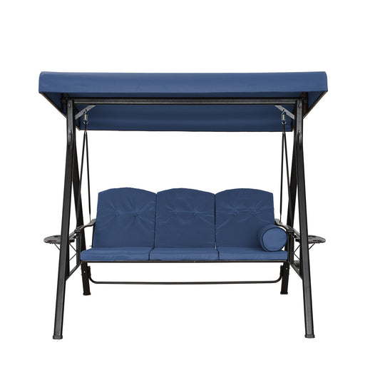 Clihome 3-Seat Porch Swing Glider 3 -person Dark Outdoor Swing