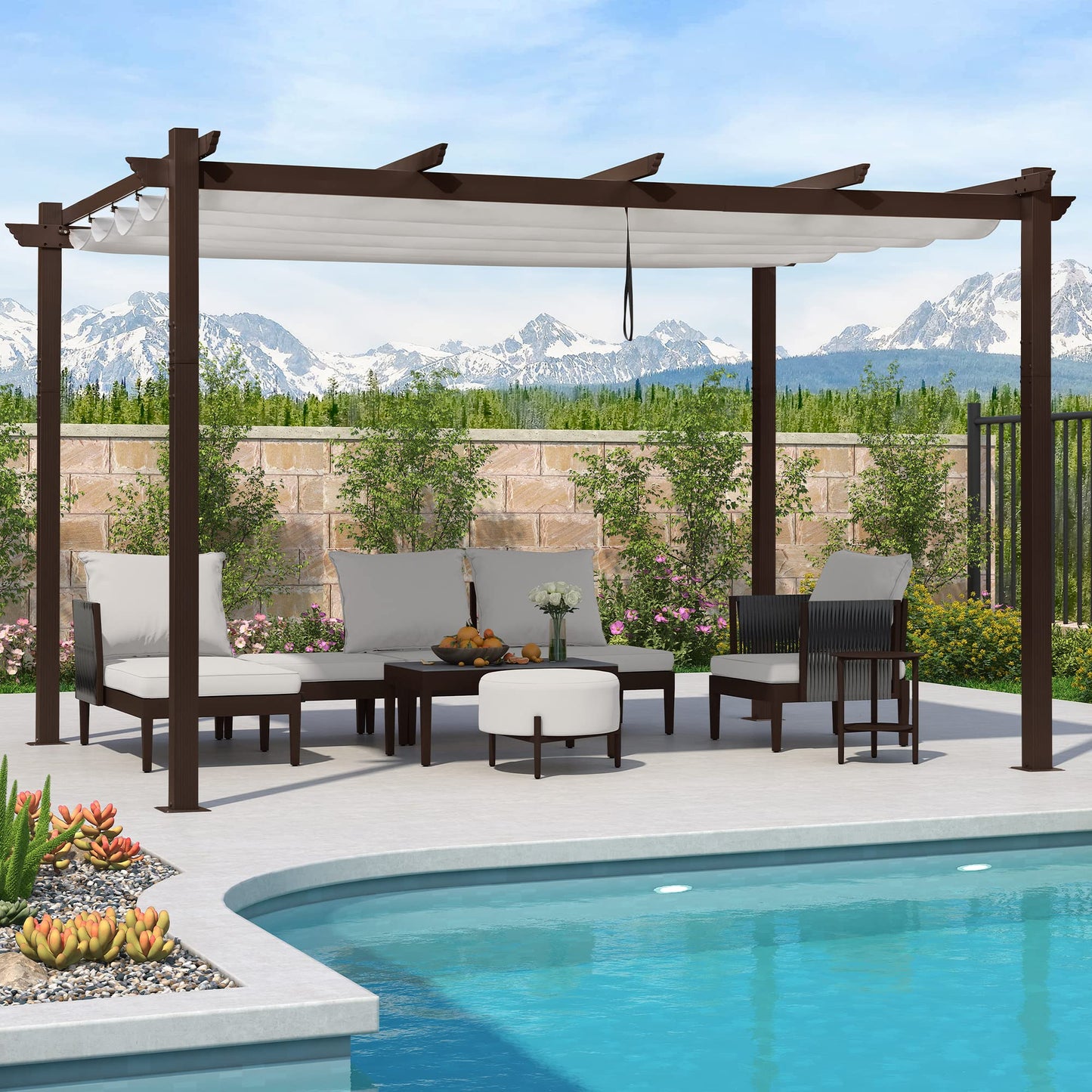 PURPLE LEAF Pergola 10-ft W x 13-ft L x 8-ft H White Metal Freestanding Pergola with Canopy