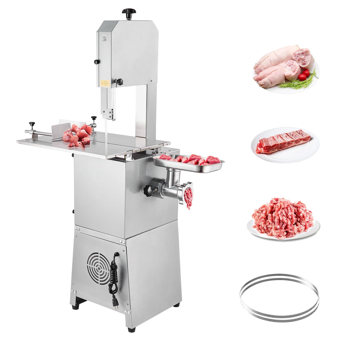 VEVOR 850 W Meat Bone Cutting Machine 265-Speed Commercial/Residential Food Slicer with Thickness Control (Cast Iron + Stainless Steel) JGJRJ850W42609QR8V1