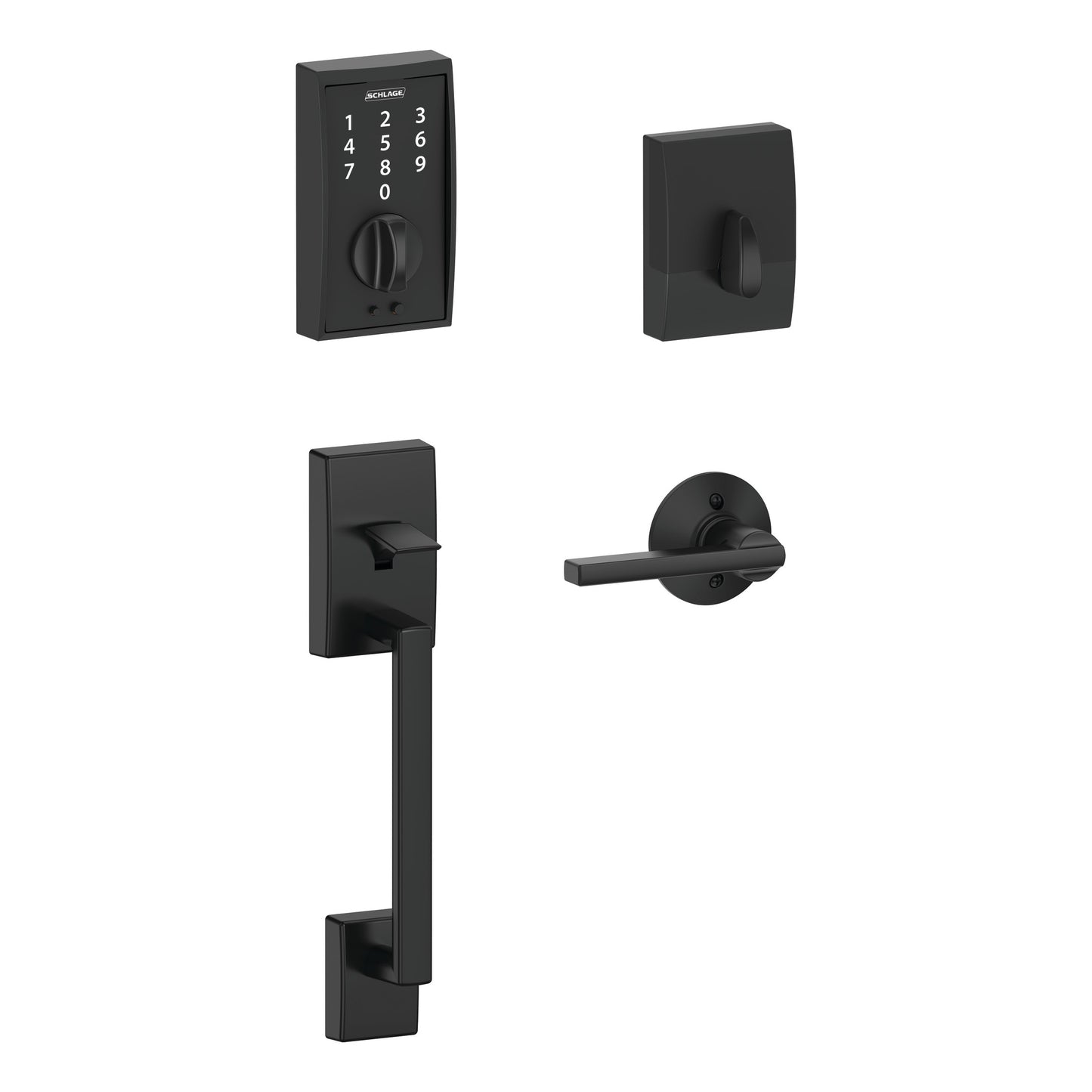 Schlage Touch Century Matte Black Electronic Handleset Touchscreen Keypad FE375 CEN 622LATCEN