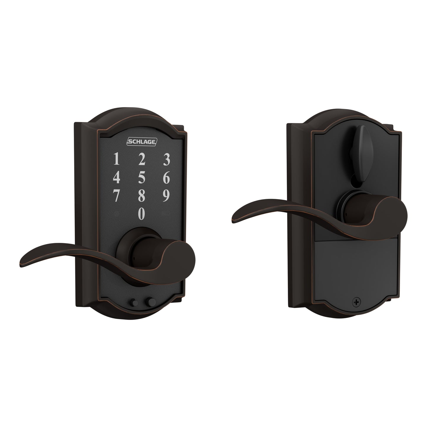 Schlage Touch Camelot-Accent Aged Bronze Electronic Handle Touchscreen Keypad FE695 CAM 716 ACC