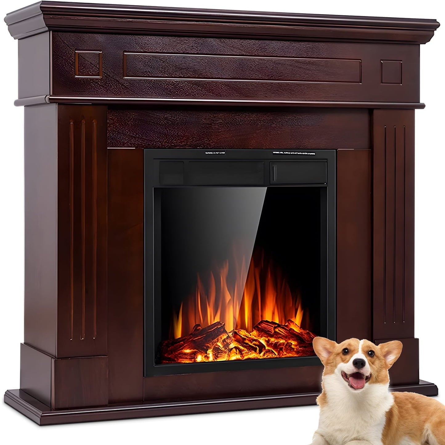 COWSAR 43.31-in W Brown Infrared Quartz Electric Fireplace LSSM027BR