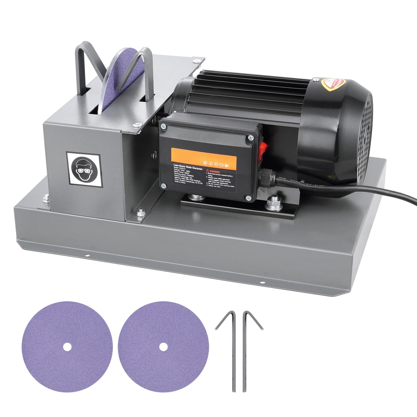 VEVOR Lawn Mower Blade Sharpener, 2/3HP 500W Lawnmower Blade Grinder with 7-inch Ceramic Grinding Wheel, Powerful Bench Mower Sharpening Machine for High/Low Lift Blades, Gator Blades, Flat Blades TSGCJDPYMJ501GIAEV1