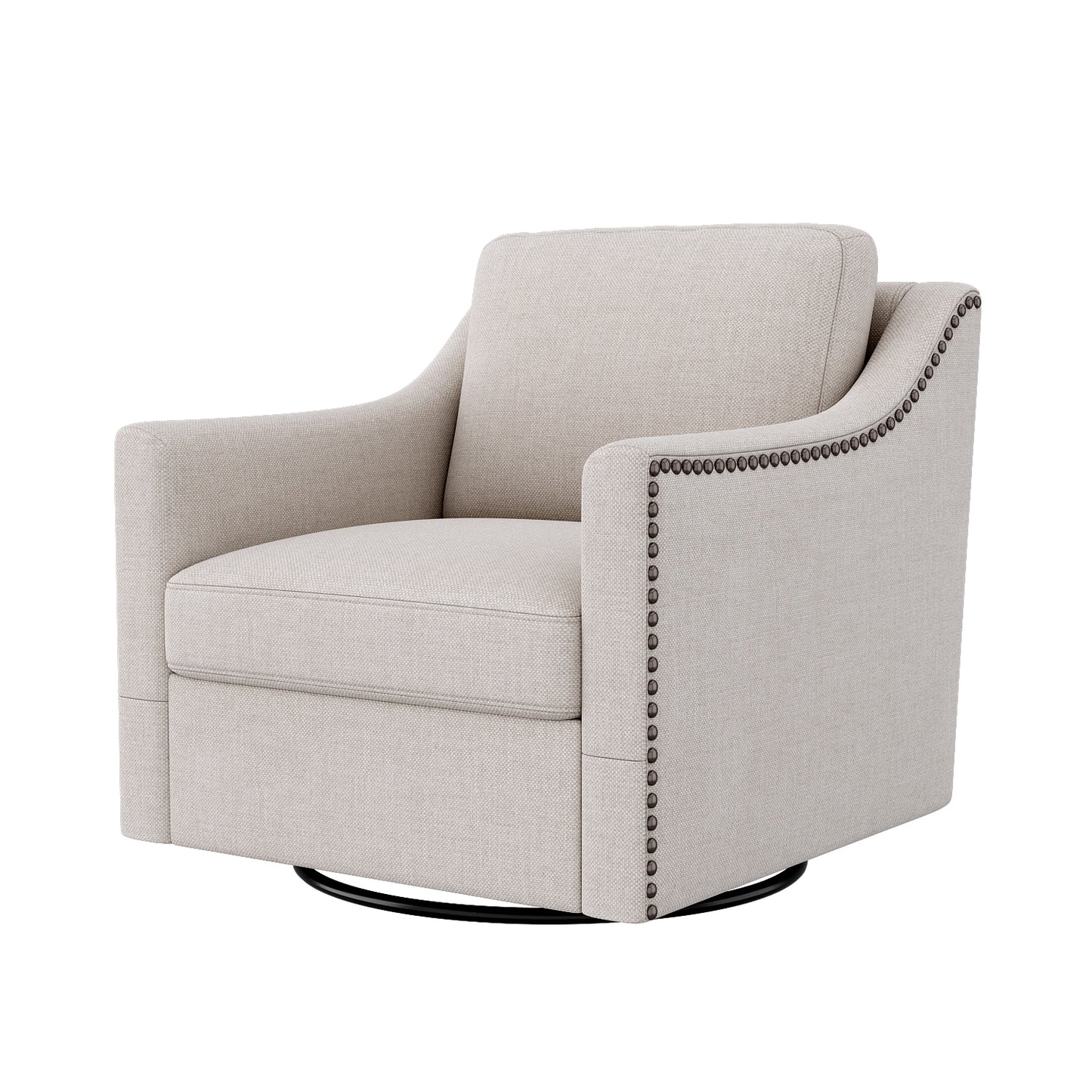 Bybafun Casual Beige Linen Swivel Accent Chair