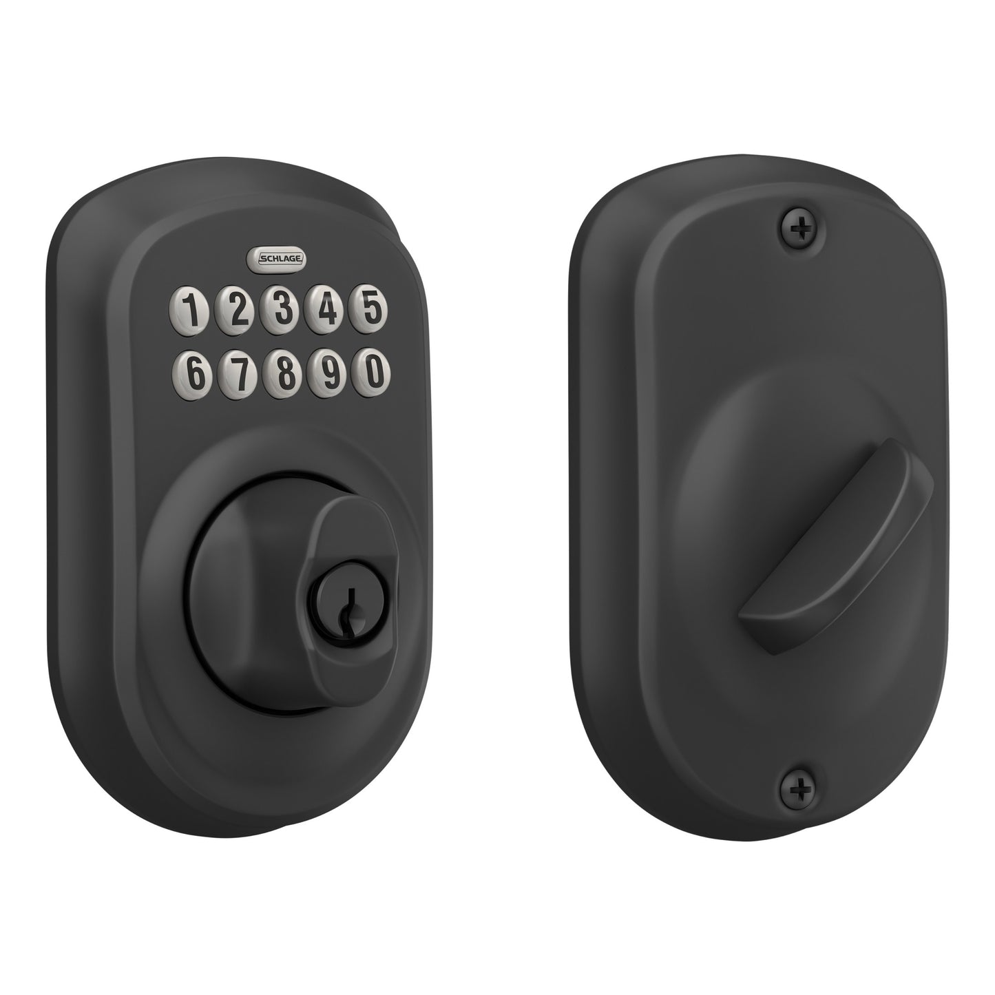 Schlage Plymouth Matte Black Electronic Deadbolt with Keypad BE365 V PLY 622