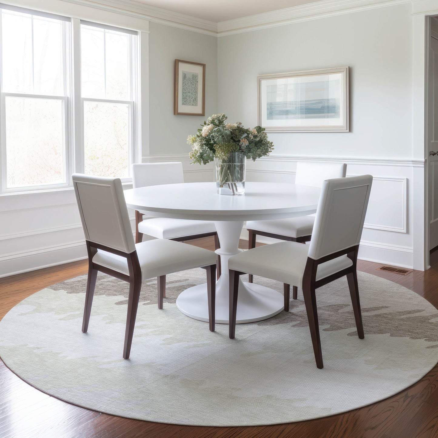 Addison Rugs Chantille ACN736IV 8 x 8 (ft) Ivory Round Indoor/Outdoor Geometric Machine washable Area rug