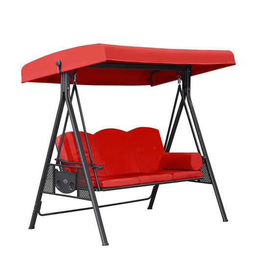 PURPLE LEAF 3 -person Gray Steel Outdoor Swing