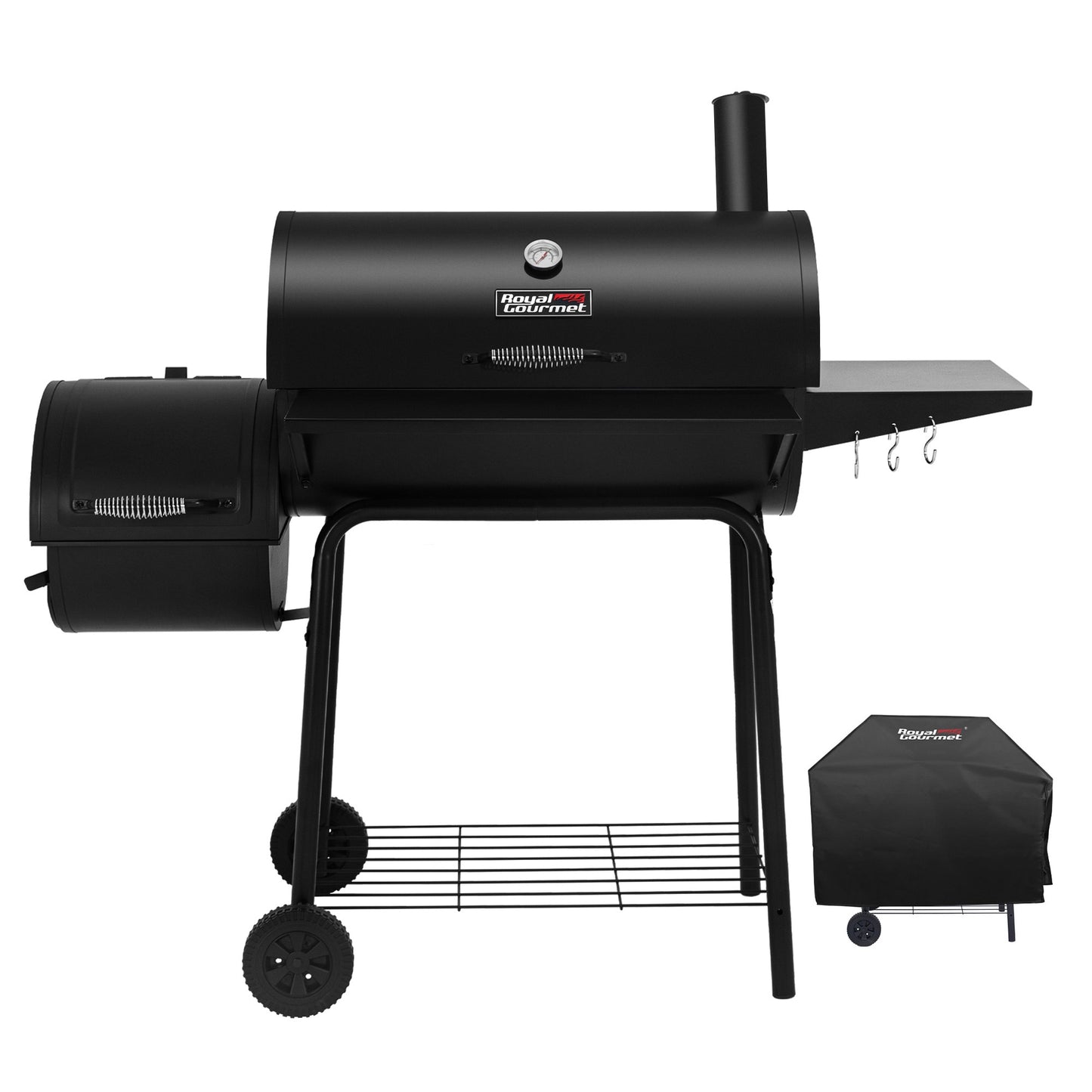Royal Gourmet Cover Bundle 26.77-in W Black Barrel Charcoal Grill CC1830SC