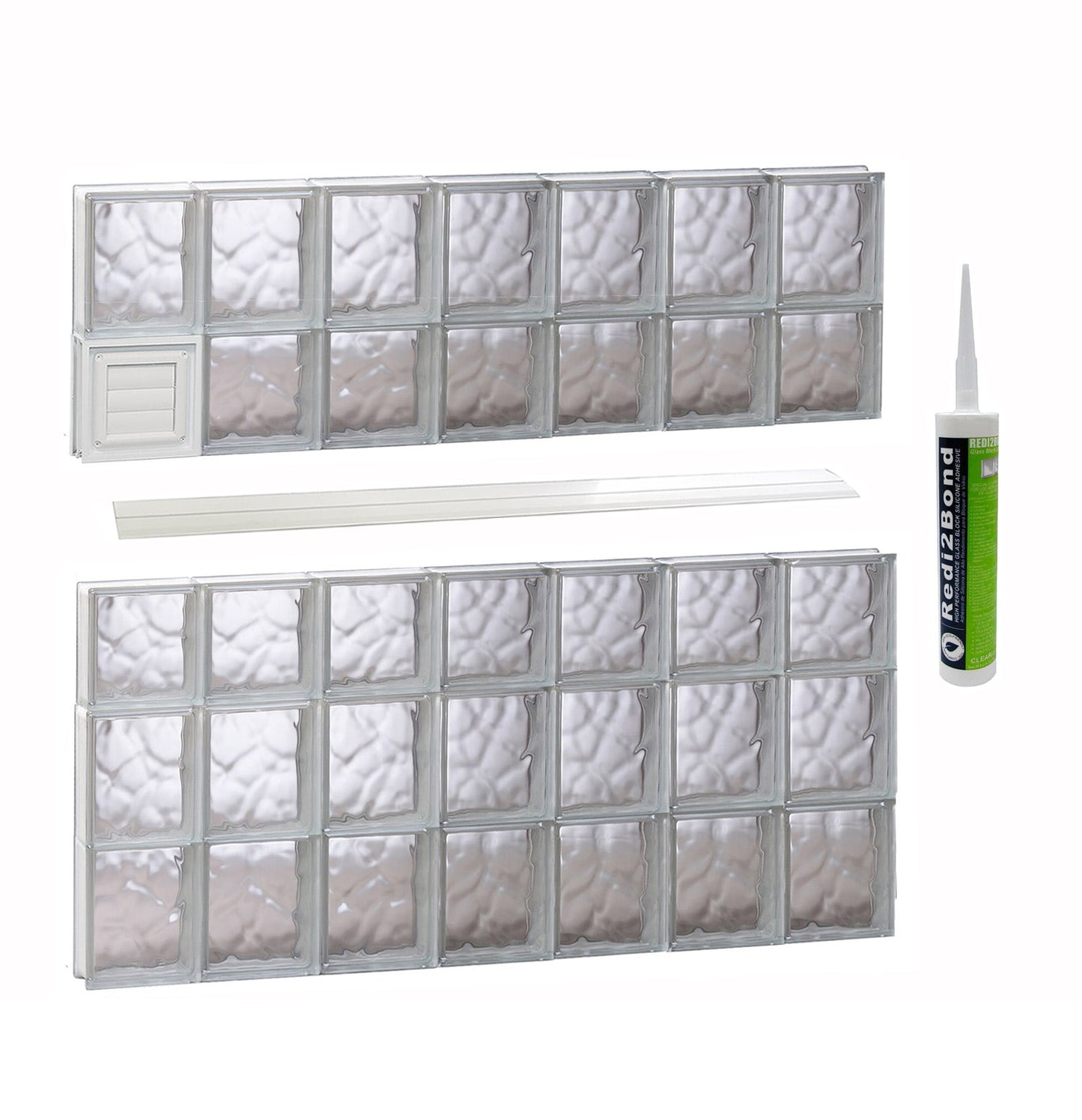 REDI2SET Wavy Glass 40-1/4-in x 34-3/4-in Frameless Replacement Dryer vent Glass Block Window