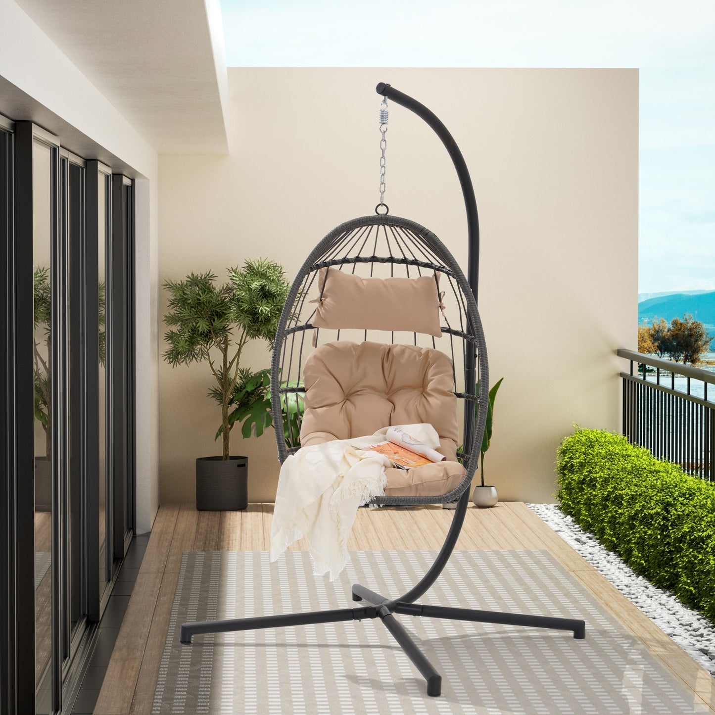 Khaki Metal Glider Swing