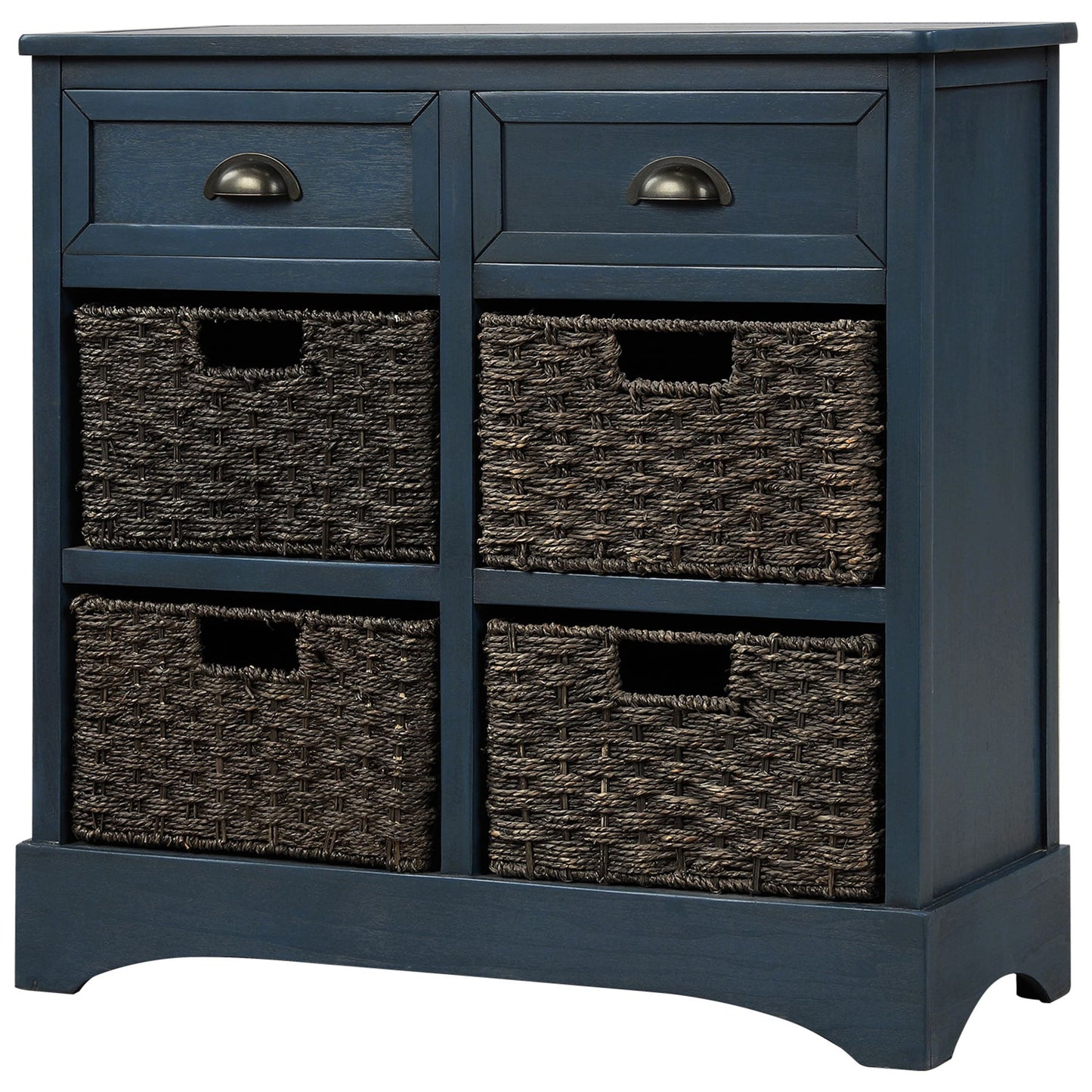SINOFURN Blue Asian hardwood 6 -Drawer Double dresser