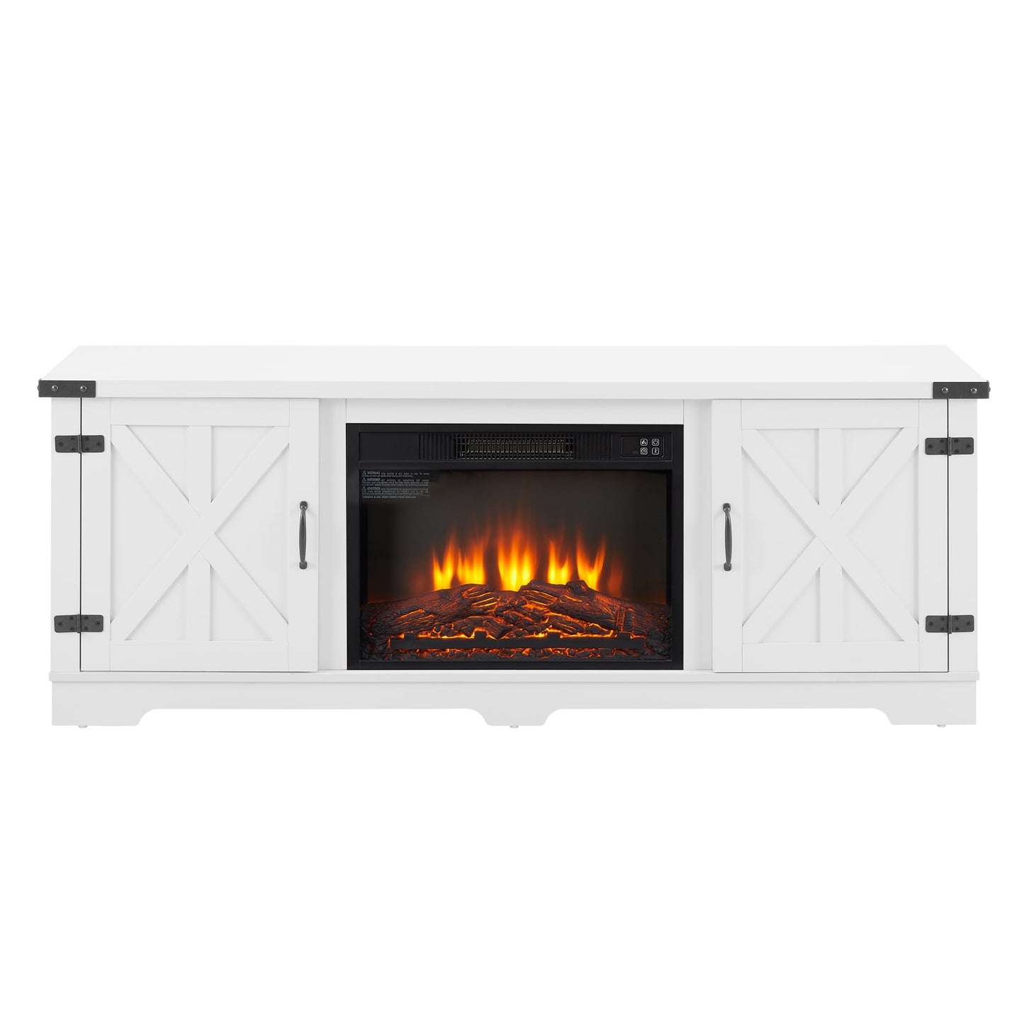 SINOFURN 64.76-in W White TV Stand with LED Corner or flat wall Electric Fireplace