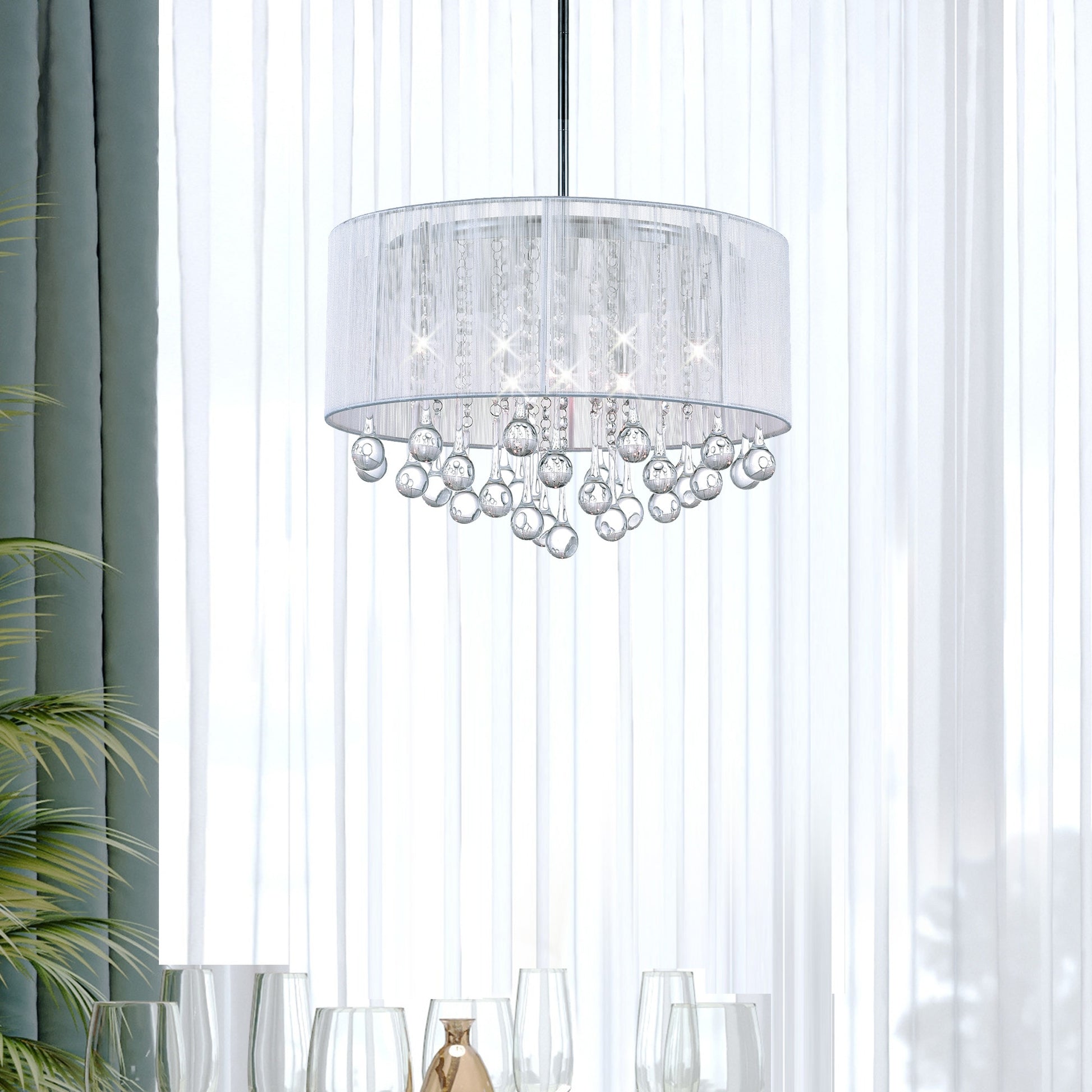 CWI Lighting Water Drop 6 -Light Multiple finishes Chrome Modern/contemporary For Use in Bathrooms, Bedrooms, Dining Rooms, Foyers, Kitchens, Living Rooms Chandelier