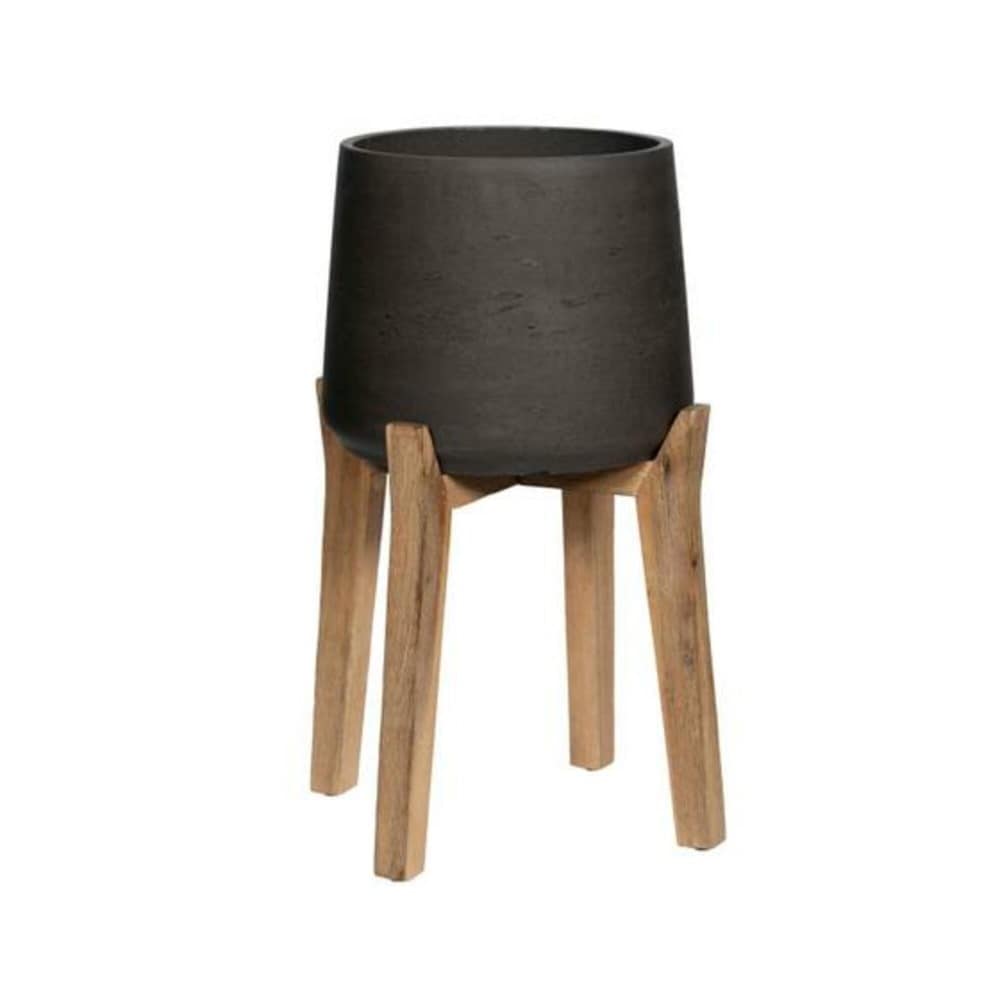 Pottery Pots Round 21.65-in W x 21.65-in L Black Clay Indoor/Outdoor Planter