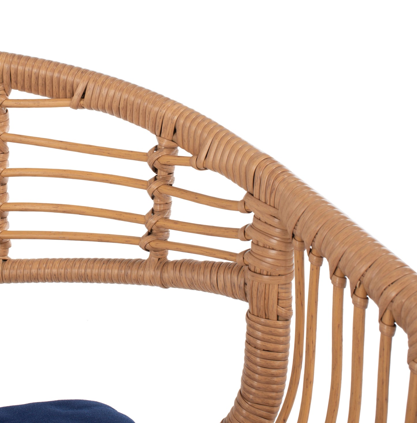 Safavieh Ferla 3 -Piece Wicker Patio Conversation Set with Blue SAFAVIEH Cushions