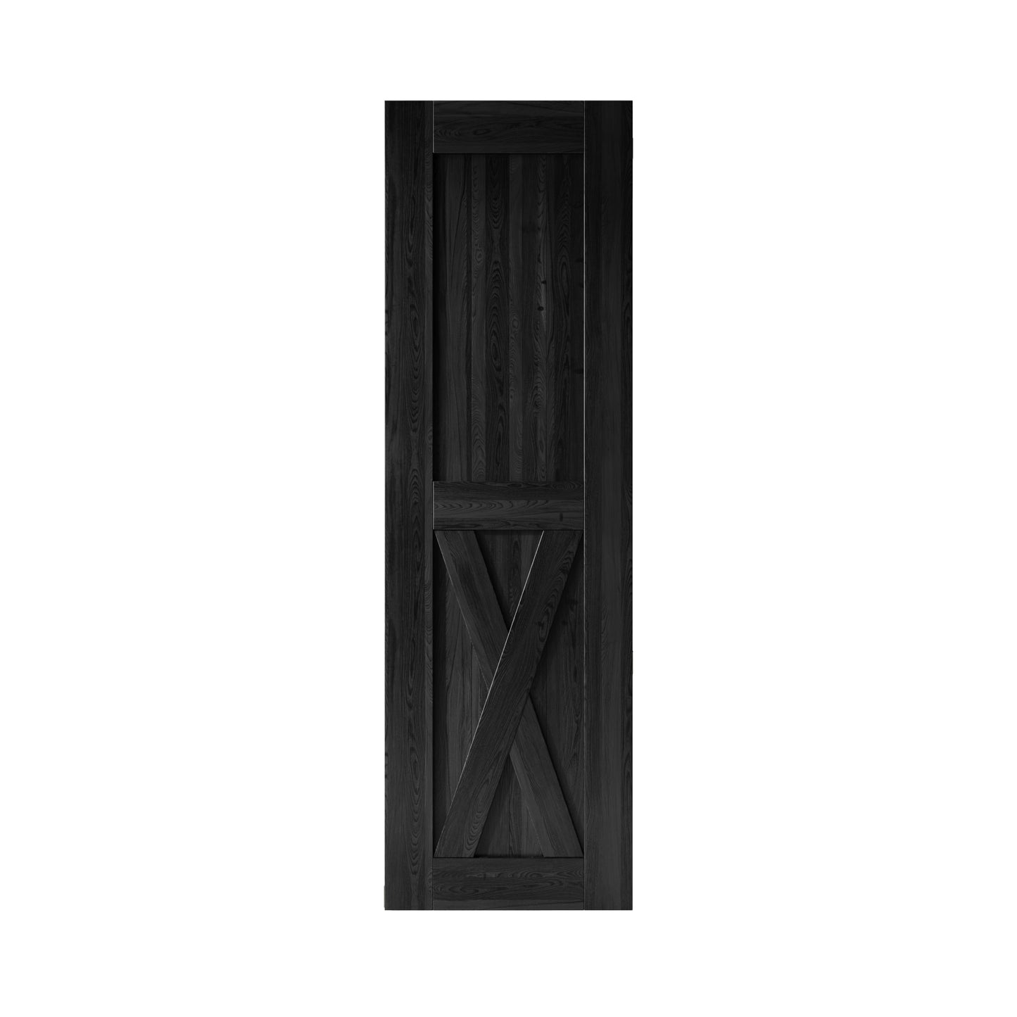 HOMACER 26-in x 84-in Black Prefinished X-frame Pine Wood Solid core Single Barn Door (Hardware Not Included)