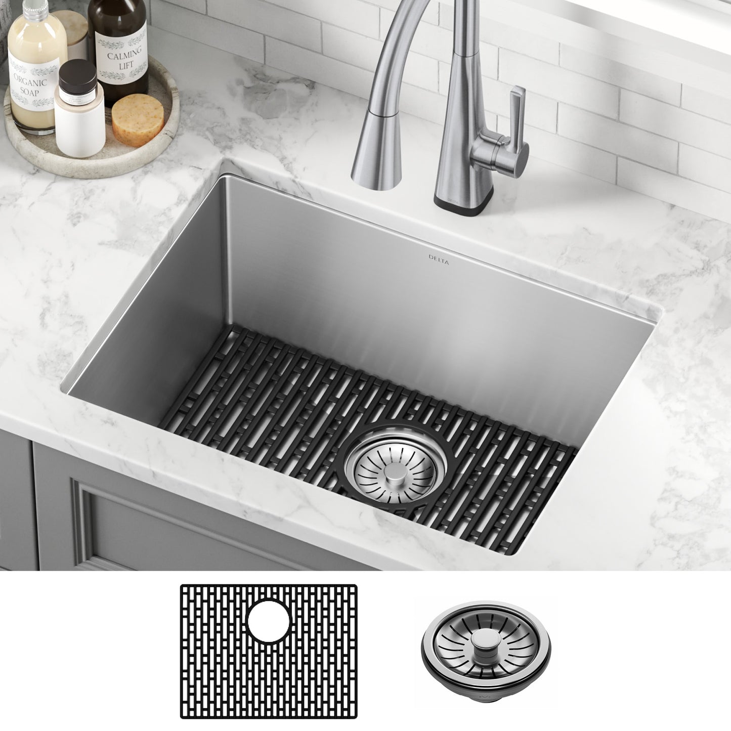 Delta 18-in x 24-in 1 -Basin Stainless steel Undermount Laundry sink with Drain
