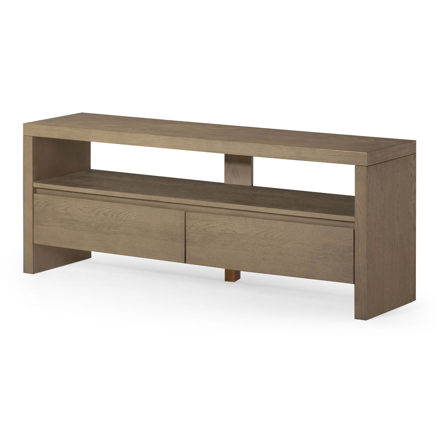 Maven Lane Ada Contemporary Wooden Living Room TV Media Unit Entertainment Center and Television Stand with Shelves in Rustic Refined Grey Finish