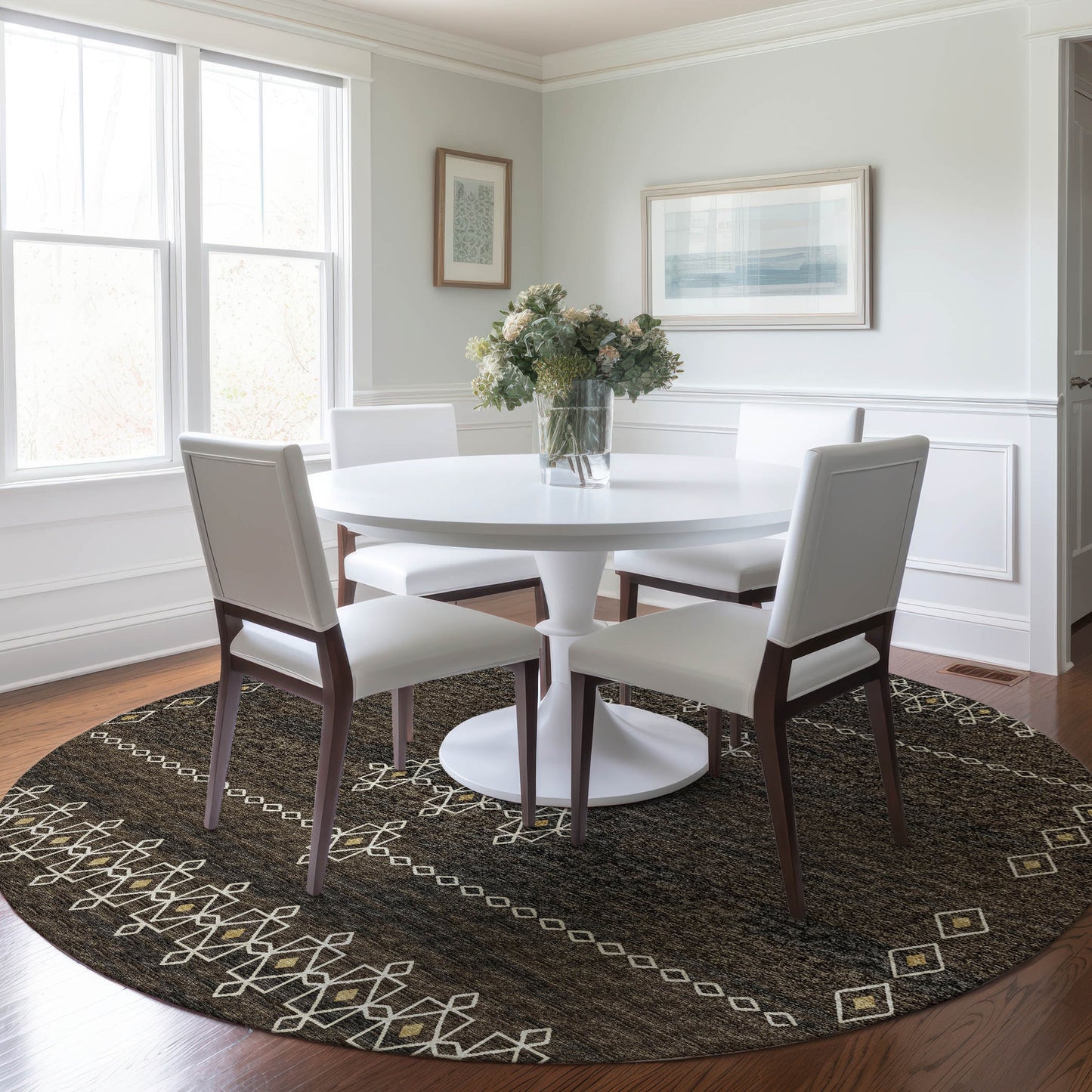 Addison Rugs Mayfield AMF109BR 8 x 8 (ft) Loomed Brown Round Indoor Abstract Machine washable Pet Friendly Area rug