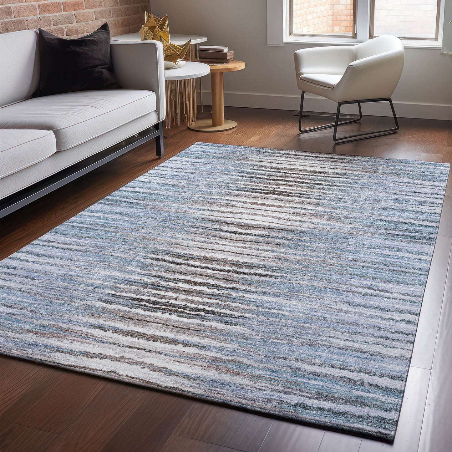 Addison Rugs Mayfield AMF604SK 8 x 10 (ft) Loomed Sky Rectangular Indoor Geometric Machine washable Pet Friendly Area rug
