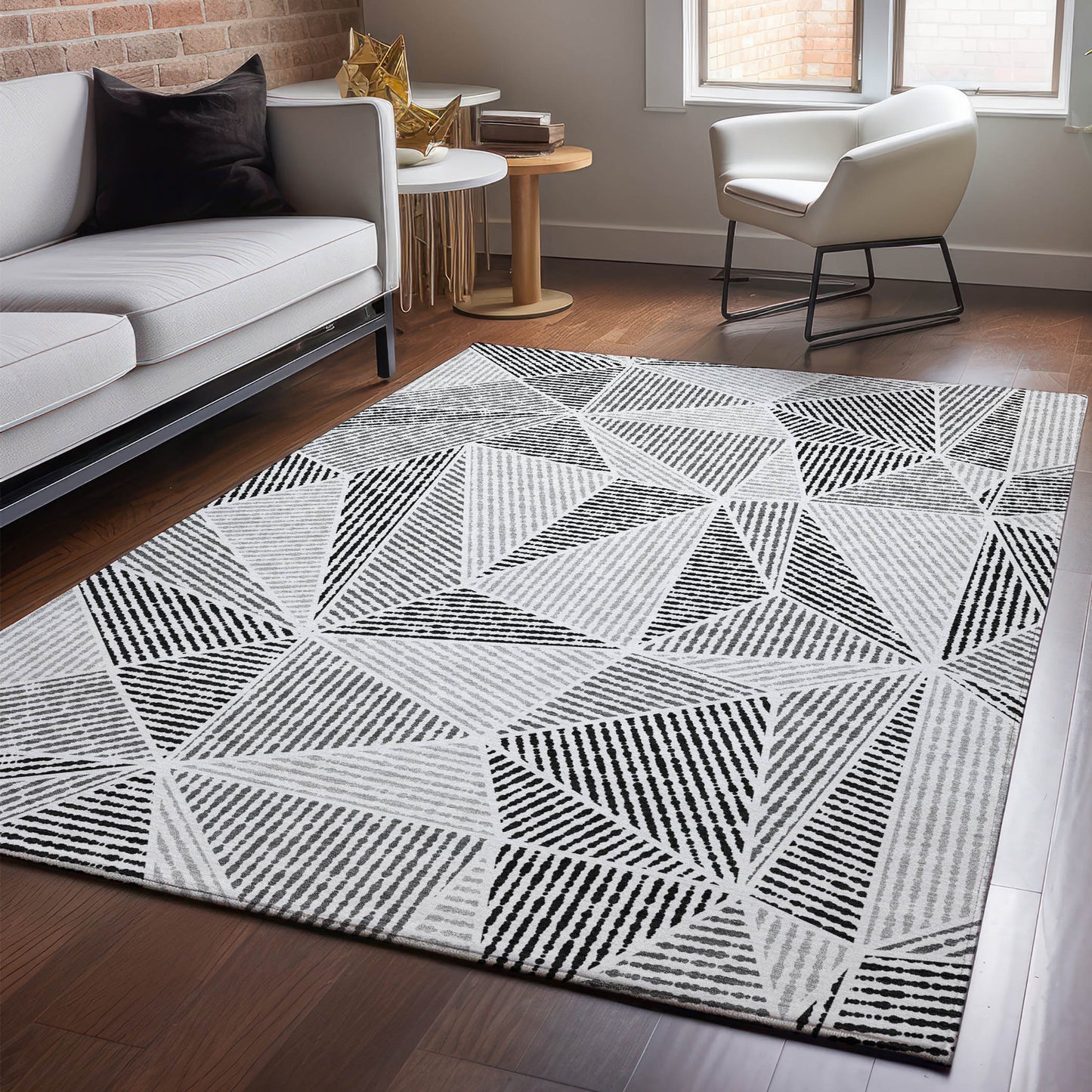 Addison Rugs Mayfield AMF618PW 8 x 10 (ft) Loomed Pewter Rectangular Indoor Geometric Machine washable Pet Friendly Area rug