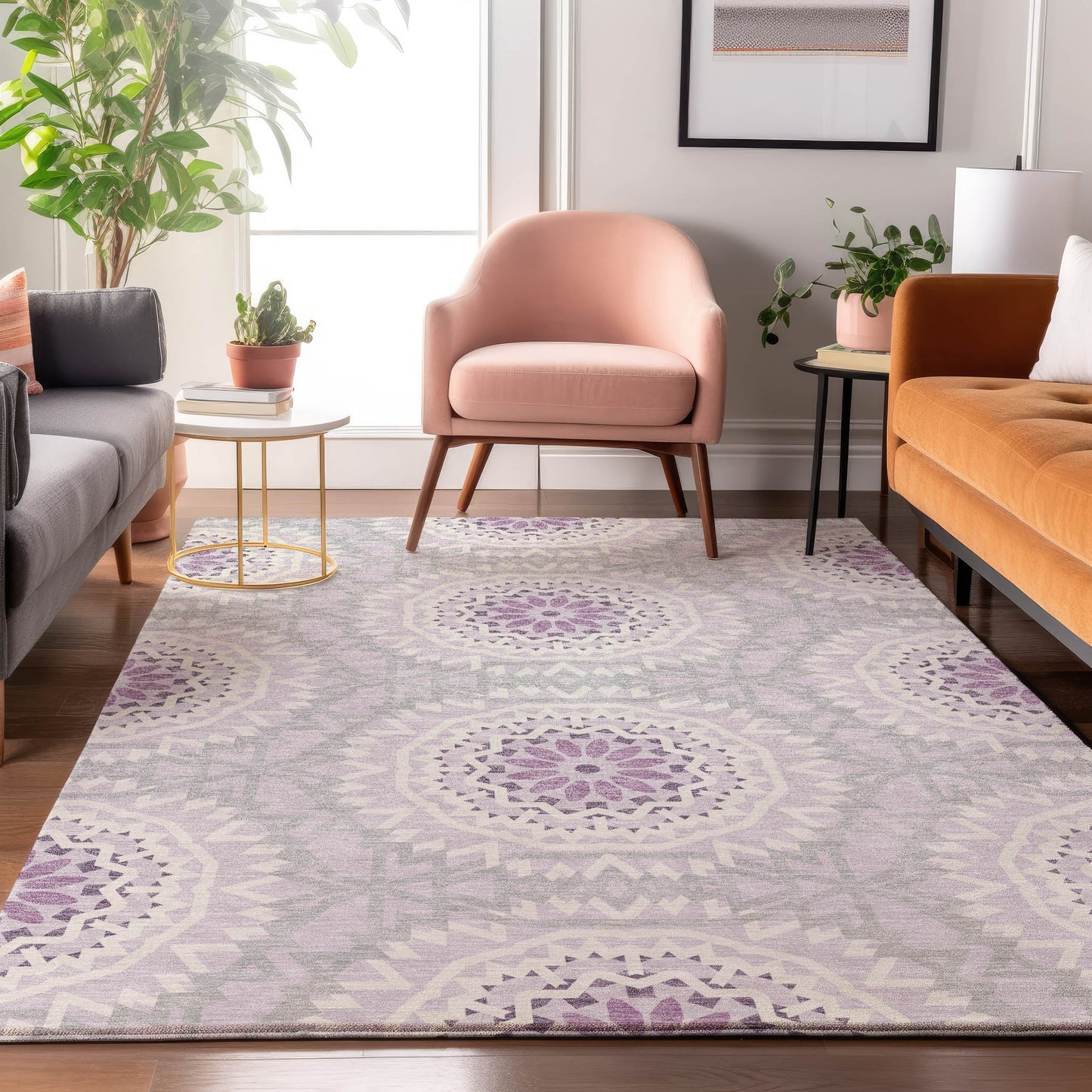 Addison Rugs Mayfield AMF619LL 8 x 10 (ft) Loomed Lilac Rectangular Indoor Geometric Machine washable Pet Friendly Area rug