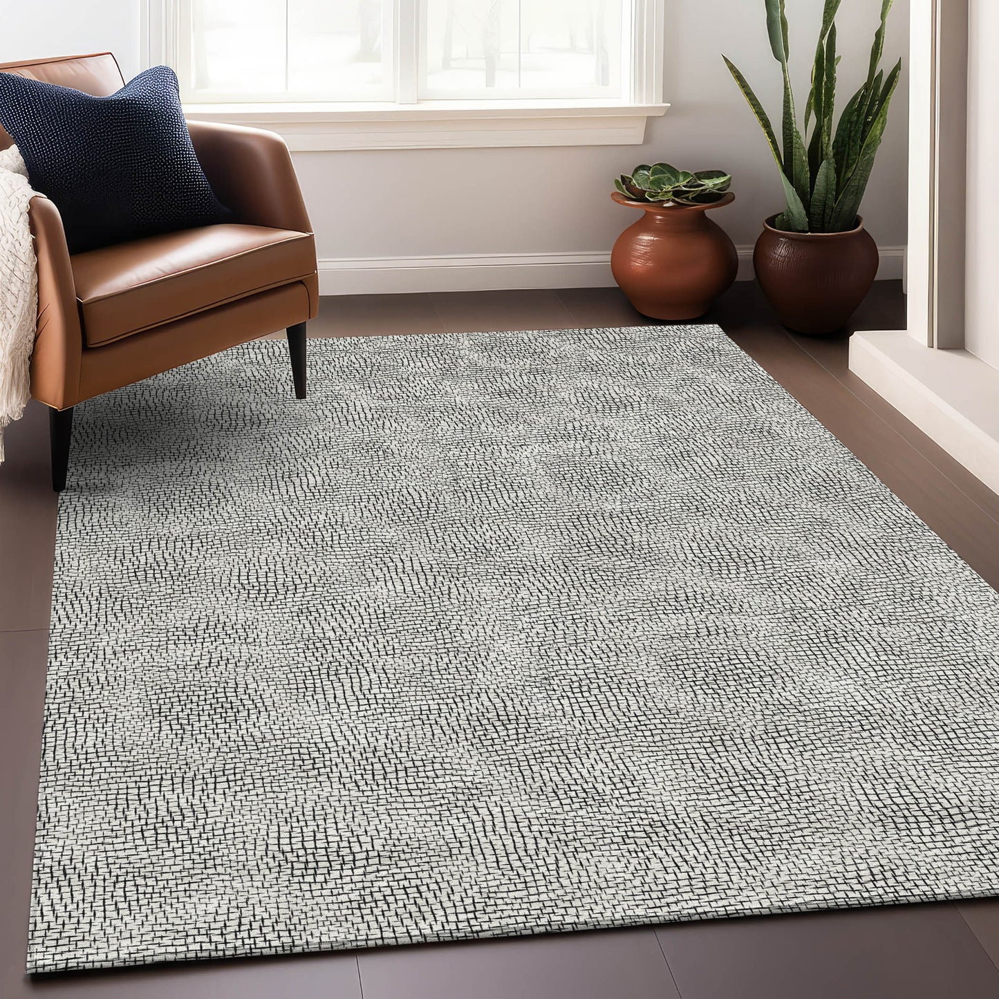Addison Rugs Chantille ACN1058WI 9 x 12 (ft) White Rectangular Indoor/Outdoor Geometric Machine washable Pet Friendly Area rug