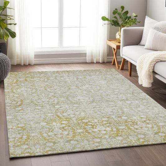 Addison Rugs Chantille ACN1231GO 9 x 12 (ft) Gold Rectangular Indoor/Outdoor Geometric Machine washable Pet Friendly Area rug