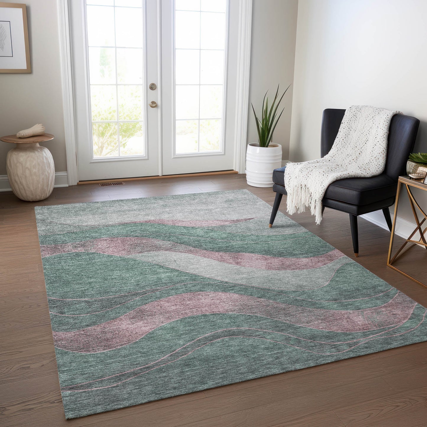 Addison Rugs Chantille ACN1892SA 8 x 10 (ft) Loomed Sage Rectangular Indoor/Outdoor Geometric Machine washable Pet Friendly Area rug