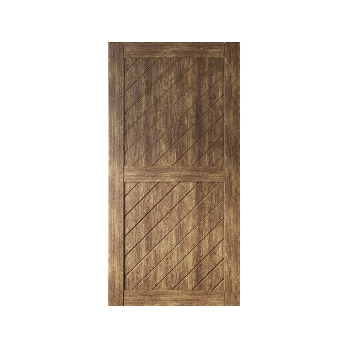HOMACER 32-in x 80-in Dark Walnut Prefinished Non-standard Pine Wood Solid core Single Barn Door (Hardware Not Included)