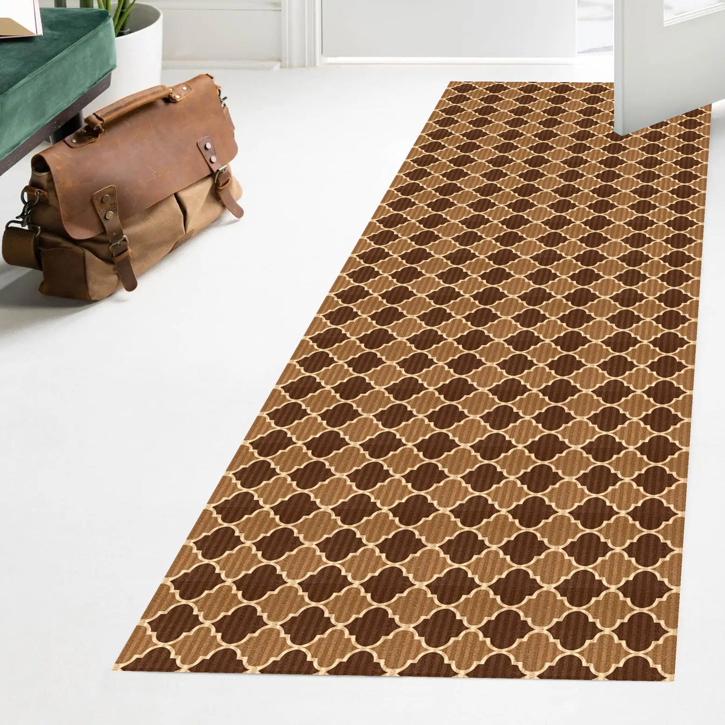 Playa Rug 3 x 50 (ft) Knotted Trellis-Beige Rectangular Indoor/Outdoor Trellis Pet Friendly Runner rug