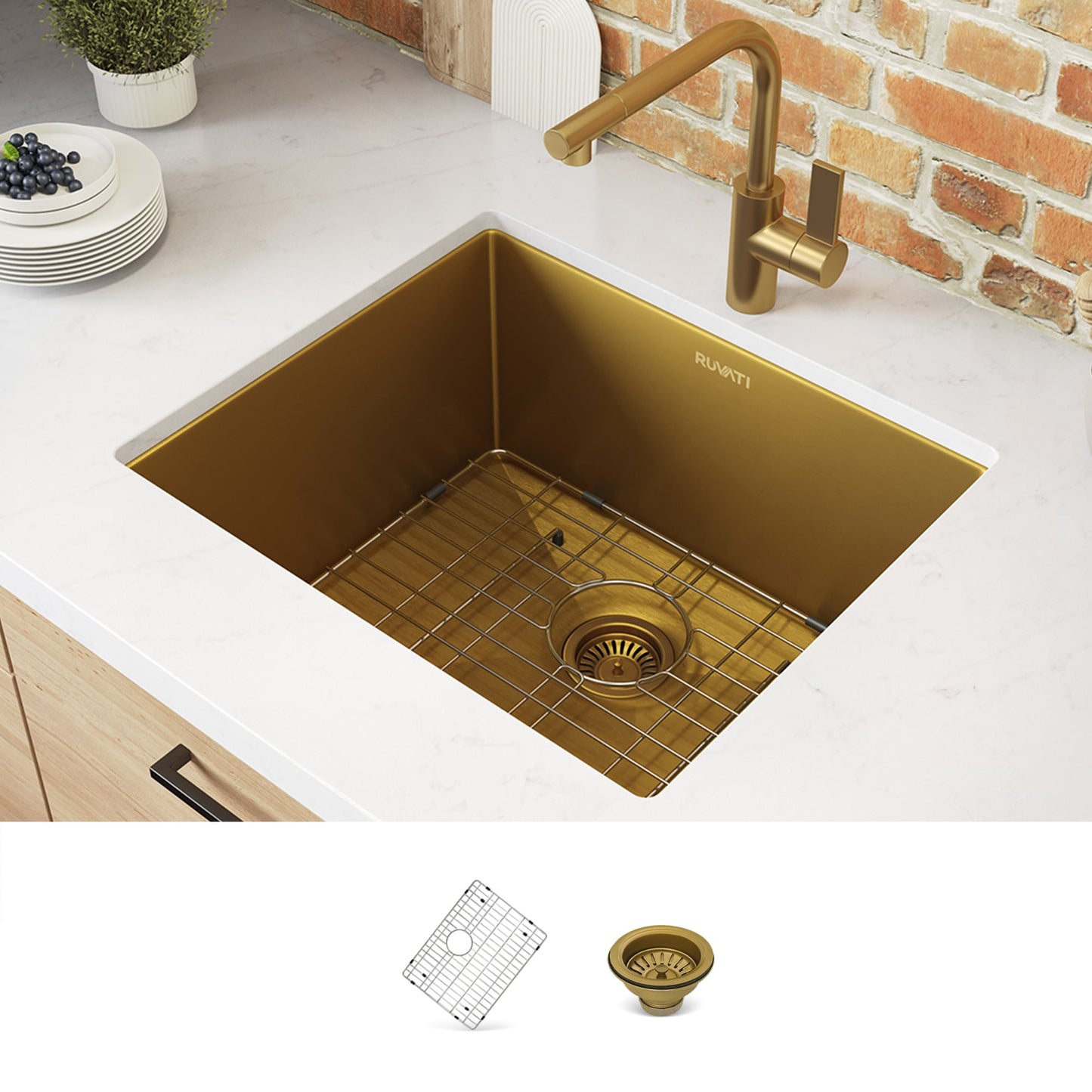 Ruvati 21-in L x 18-in W Stainless steel Undermount Commercial/Residential Bar Sink